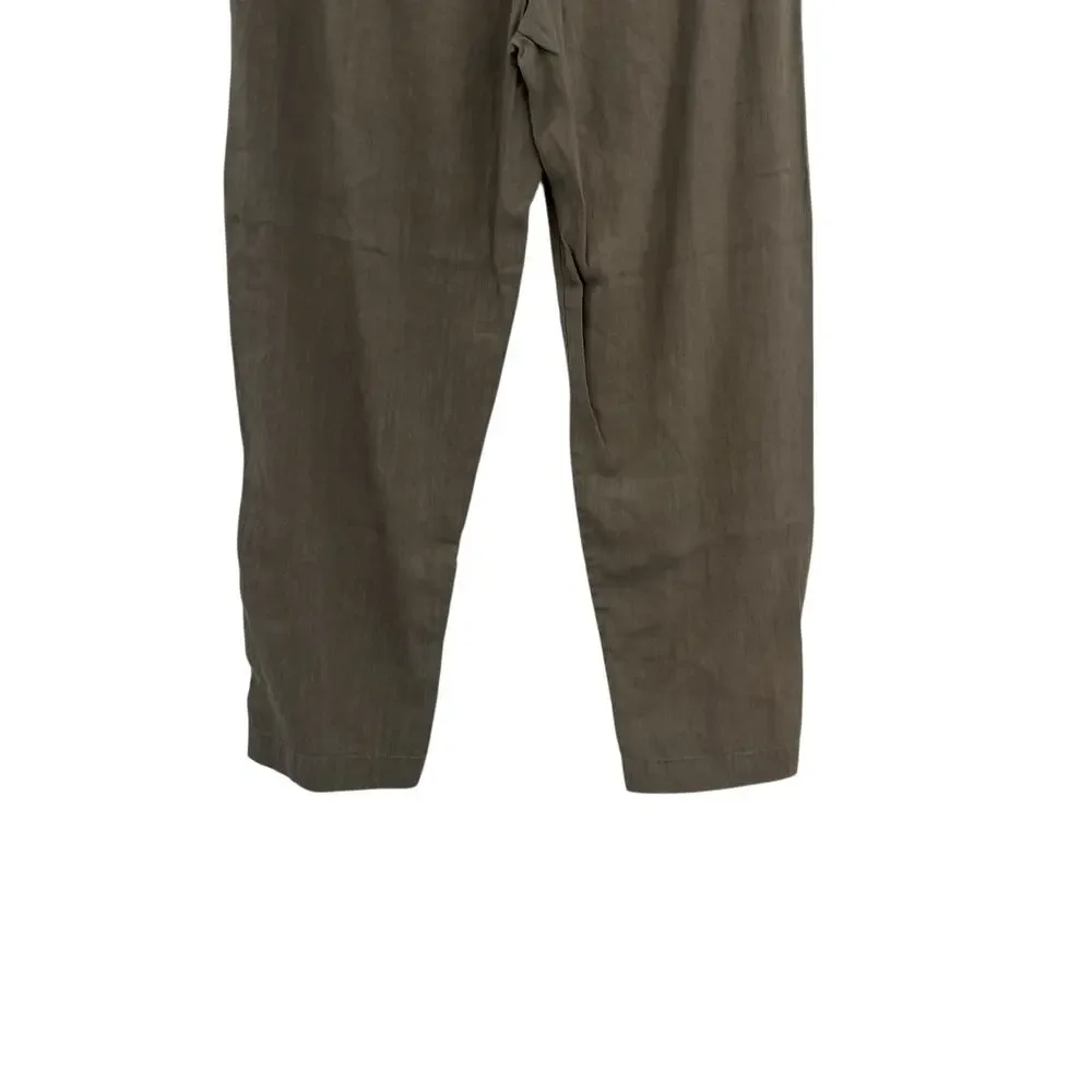 Aritzia Babaton Day Linen Pants Drawstring Ankle Beige Brown‎ Khaki Size Medium